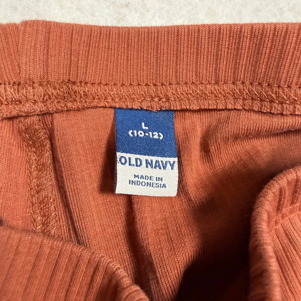 Old Navy Girls Ribbed Flare Leggings Rust Brown Size L 10-12 Pull On Knit Pants